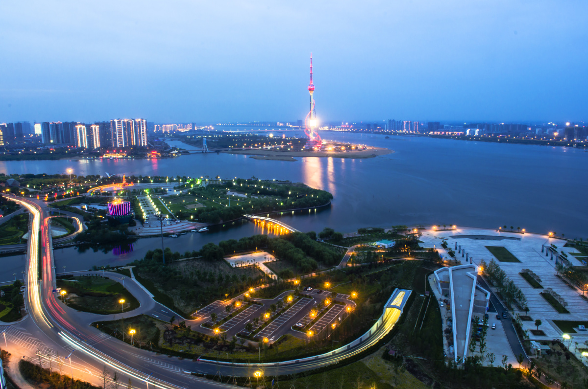 山东临沂市城区沂河夜景