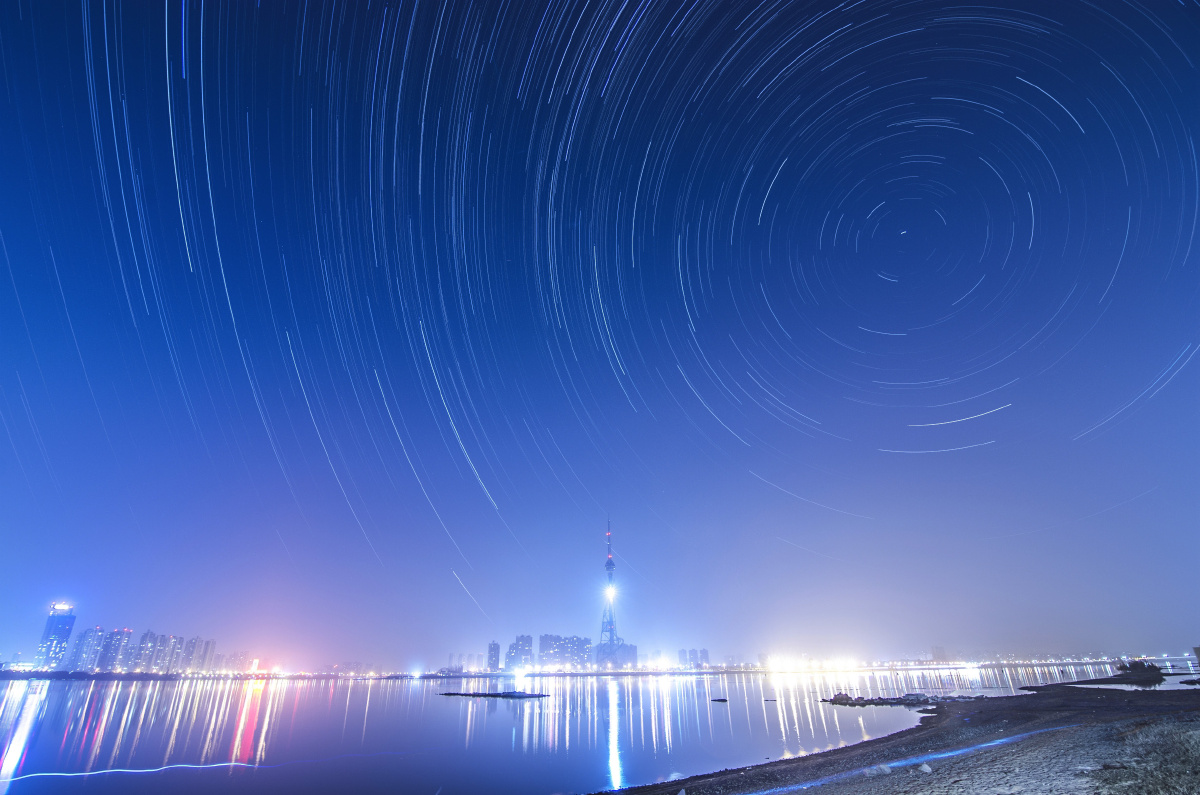 第一次拍的城市星轨.好多年前拍的了,哪路灯,好亮的