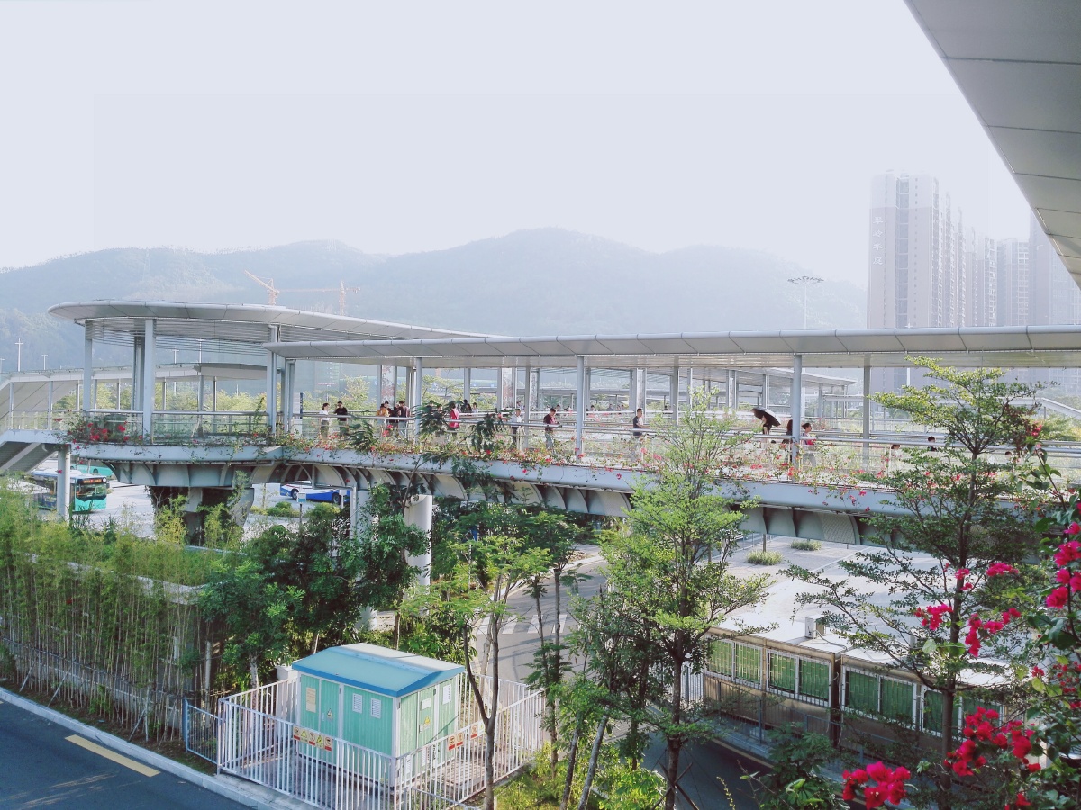 街拍深圳梅林关的人行天桥