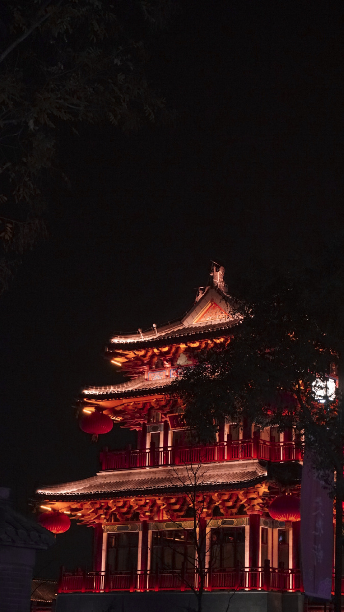 淮安河下古镇魁星阁夜景