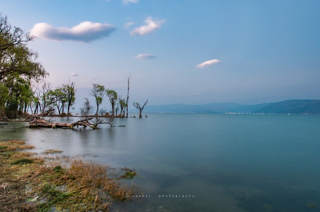 洱海日落后