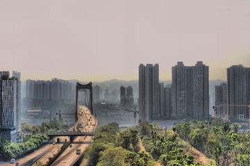 清晨的鹅公岩大桥