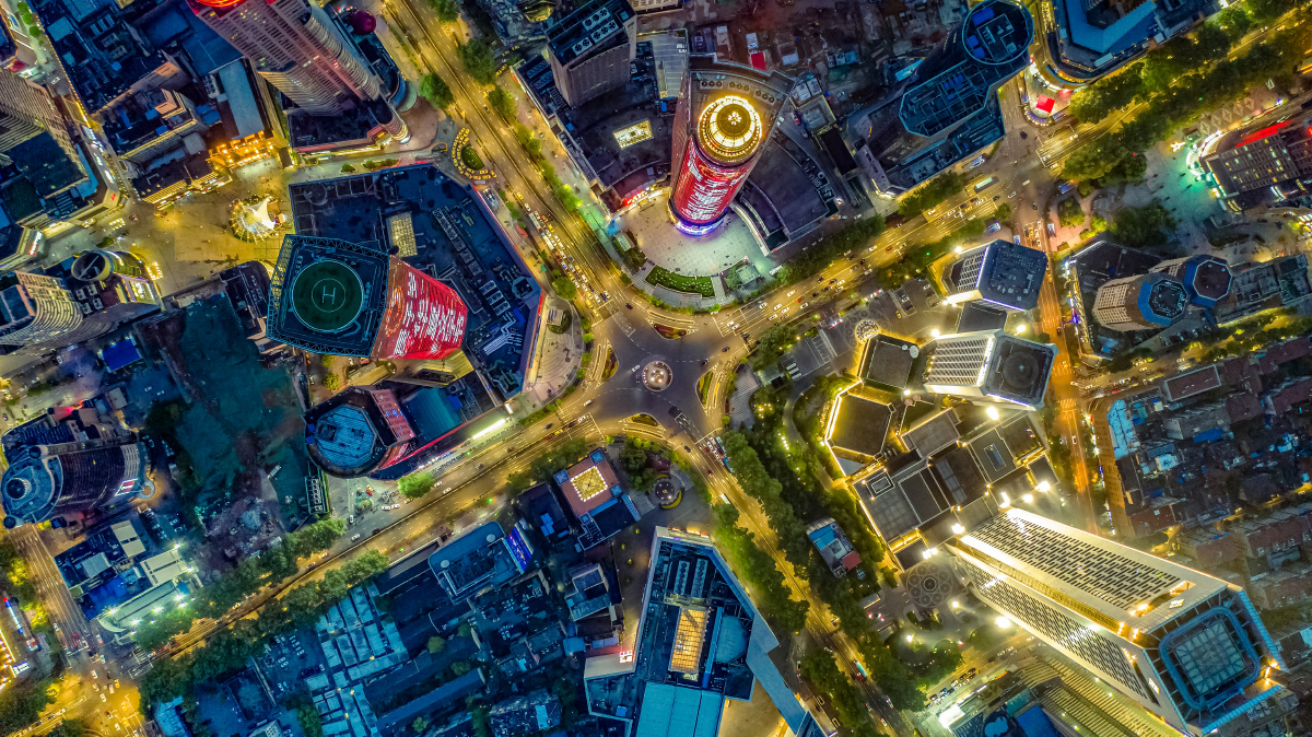 新街口鼓楼山西路俯视角看南京