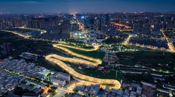 揽月阁上塬路夜景