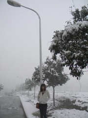 雪，人