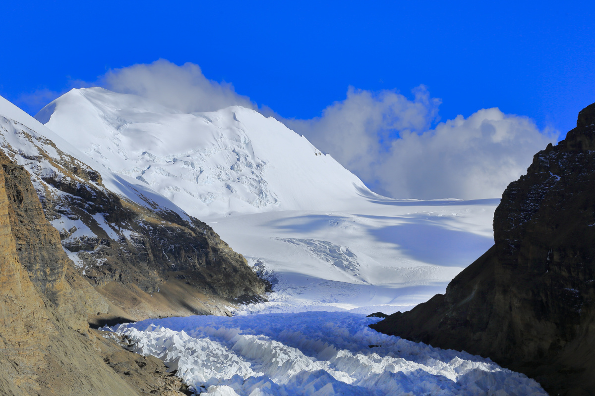 西藏自治区岗巴县曲登尼玛冰川自然风光.