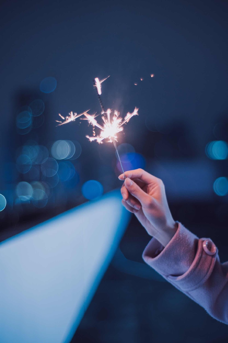 夜景烟花仙女棒