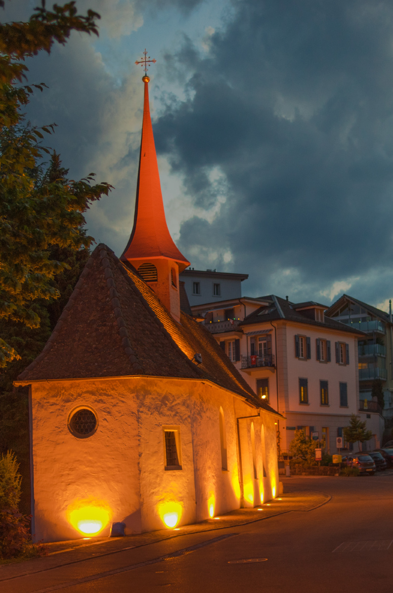 苏黎世湖边小镇夜景