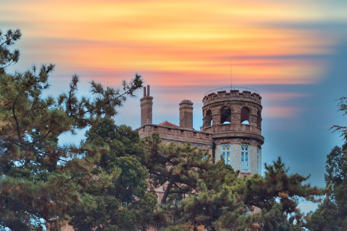 寒松掩映花石楼