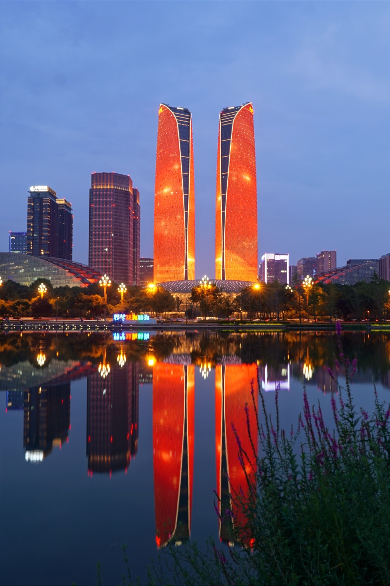 成都双子塔灯光