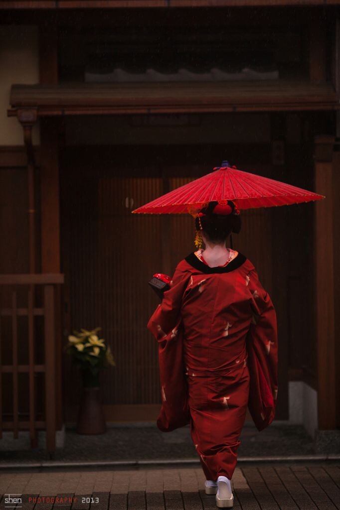一场小雨，淋在花见小道。