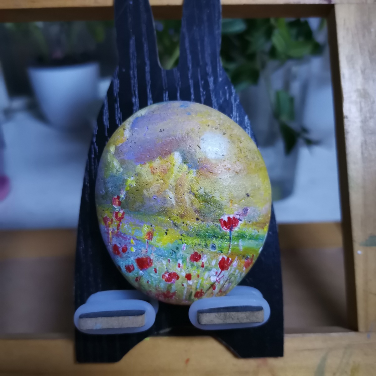 月末的一副鹅卵石画