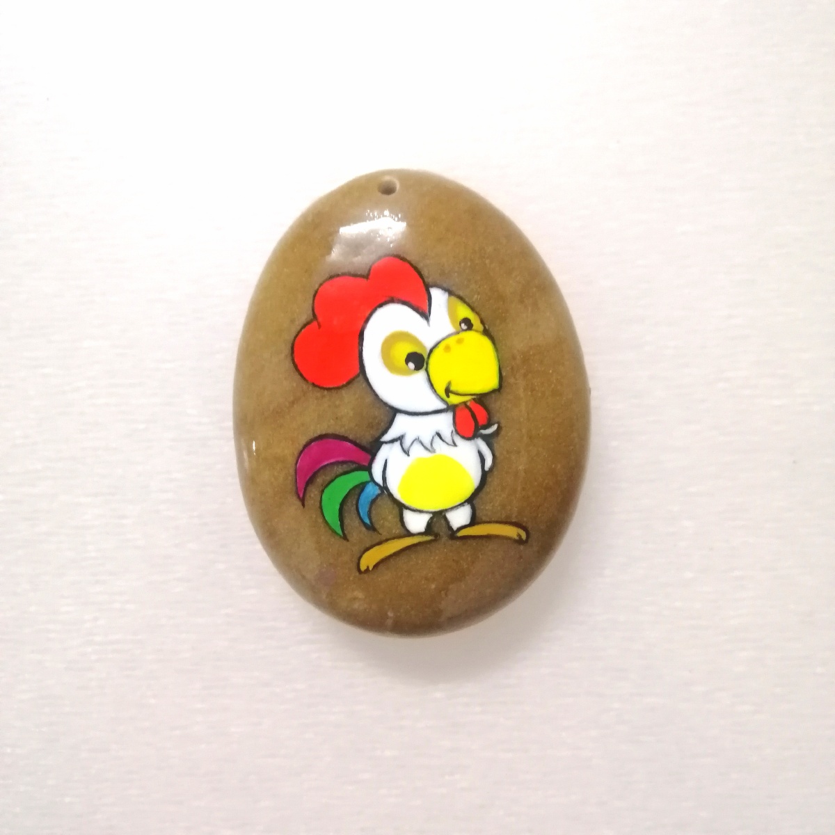 石头画吊坠生肖鸡