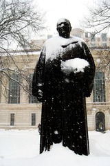 William Oxley Thompson Statue in the Snow
