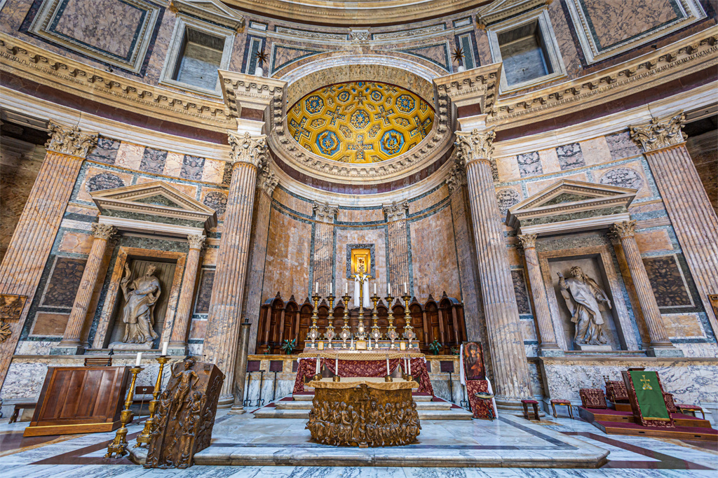 万神殿 万神殿,又译潘提翁神殿,是至今完整保存的唯一一座罗马帝国