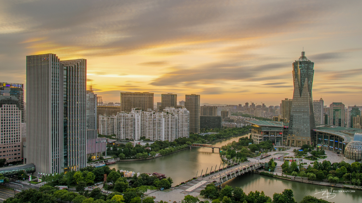 风光摄影 杭州西湖文化广场 环球中心 京杭运河