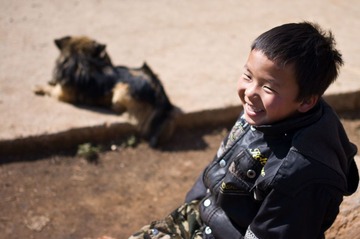 dog and child