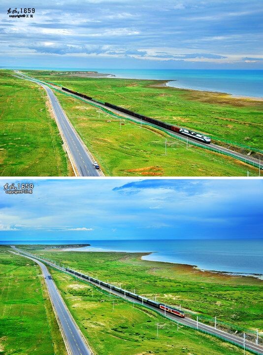 对比09年和12年的两张照片，除了永远湛蓝的青海湖，你还能找出什么不同么？<br />
