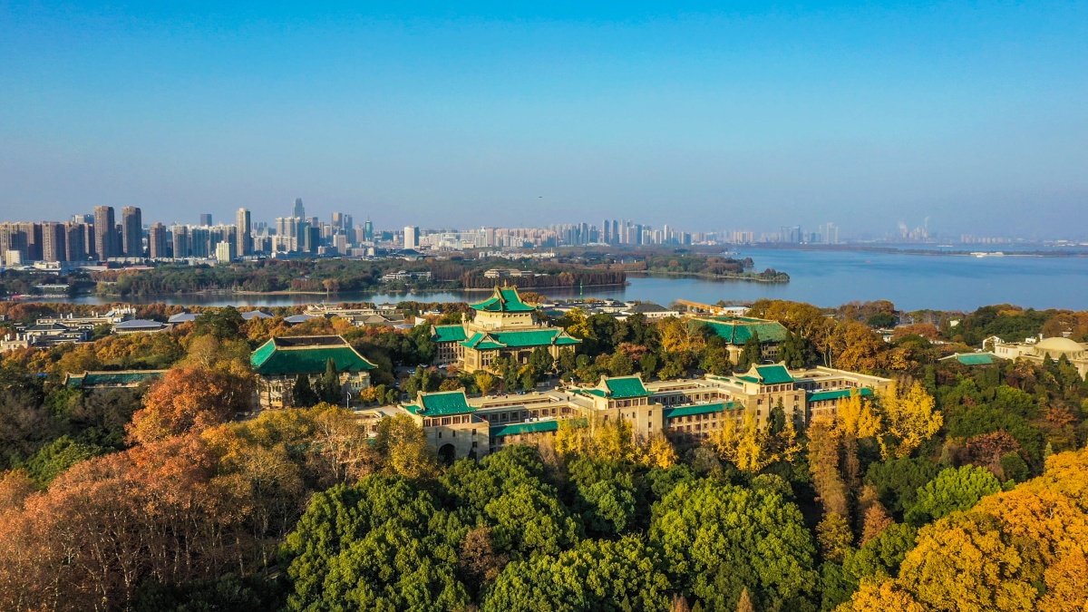 武汉大学,秋色迷人.
