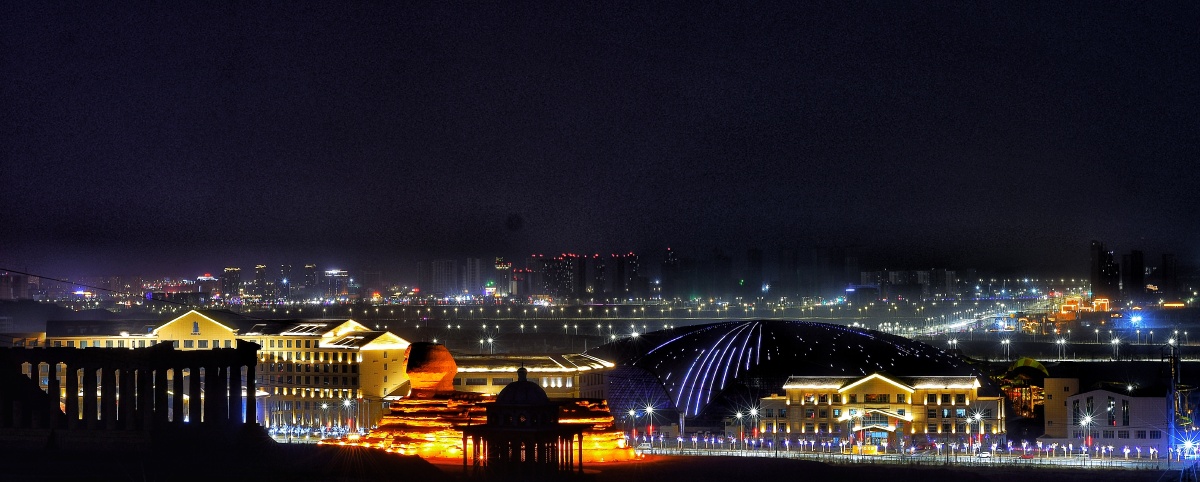 兰州新区夜景千展路灯处处是星茫