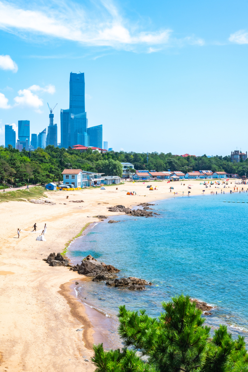 山东青岛汇泉湾八大关海滨海岸风光