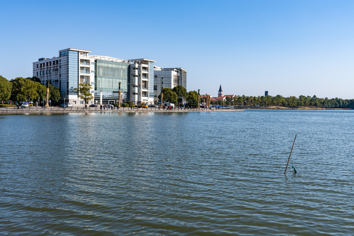 上海宝山罗店美兰湖美兰湖国际会议中心冬天的美兰湖畔美兰湖冬日风光