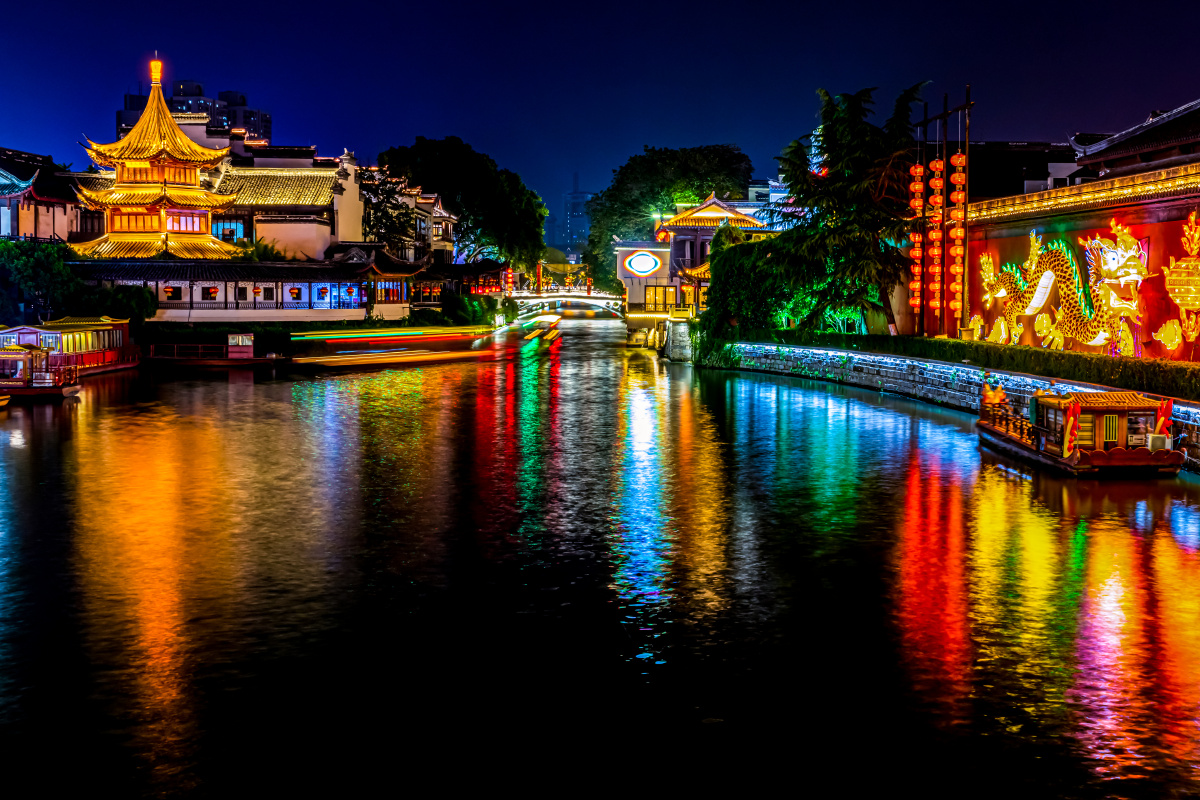 南京夫子庙秦淮河夜景秦淮河畔夜色