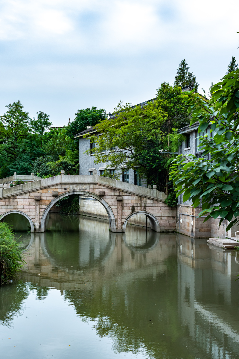 上海嘉定州桥老街州桥画院古镇河流水域建筑