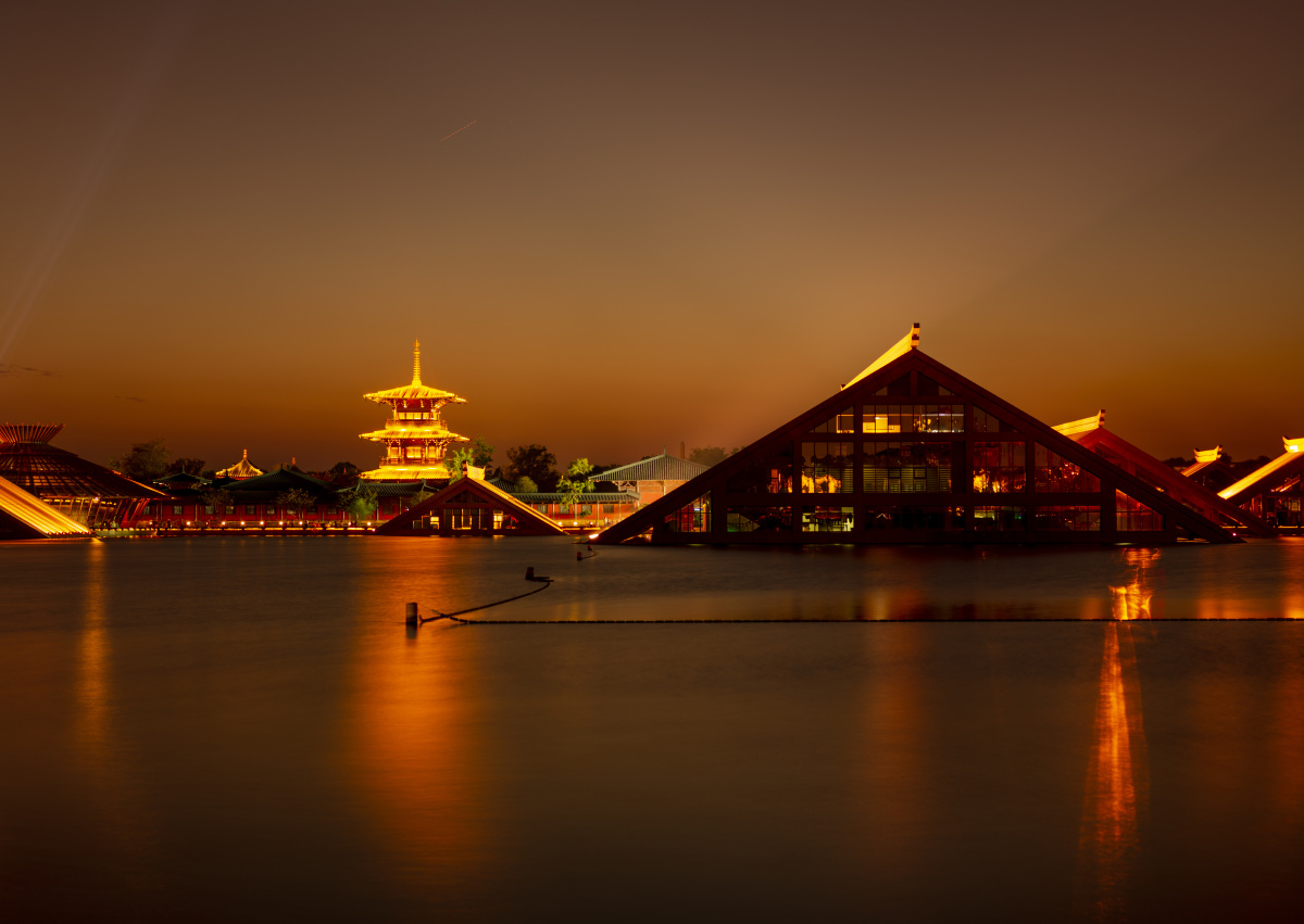 广富林遗址公园落日