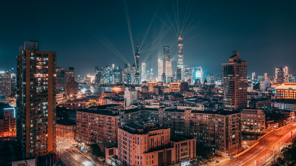 上海城市夜景&陆家嘴射灯