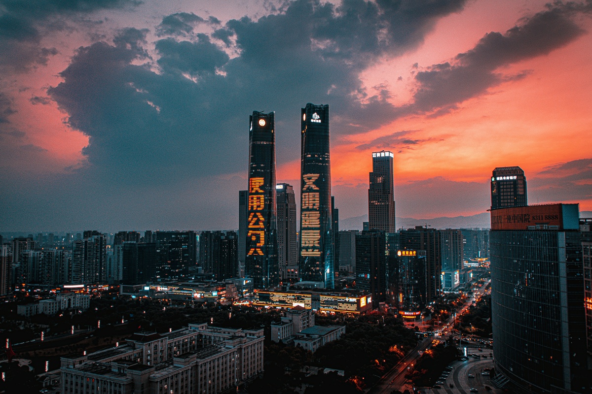 南昌双子塔晚霞