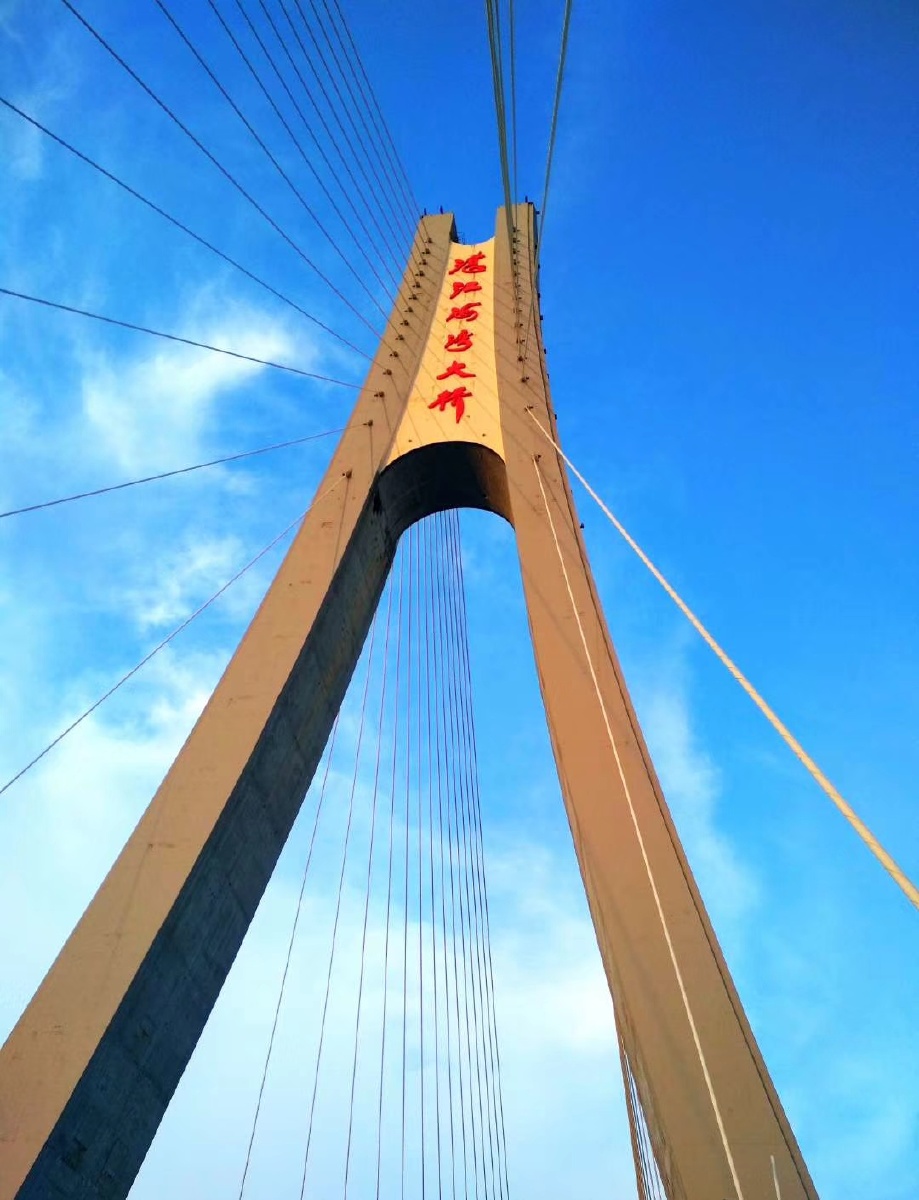 湛江海湾大桥在奥体中心遥望金沙湾