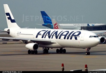 FINNAIR Airbus340-300 OH-LQF at HKIA/HKG/VHHH 芬航新涂装的A340-300