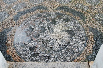 网师园花街铺地-仙鹤_Mosaic Crane