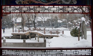 日坛雪景-Waterside Pavilion/stone bridge@Altar to the Sun Beijing