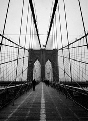 The Brooklyn Bridge in the Beginning of Blizzard,NYC,US