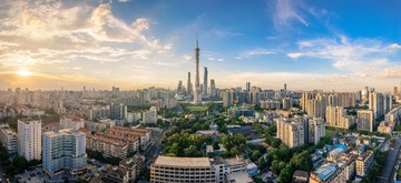 广州城市天际线日落全景