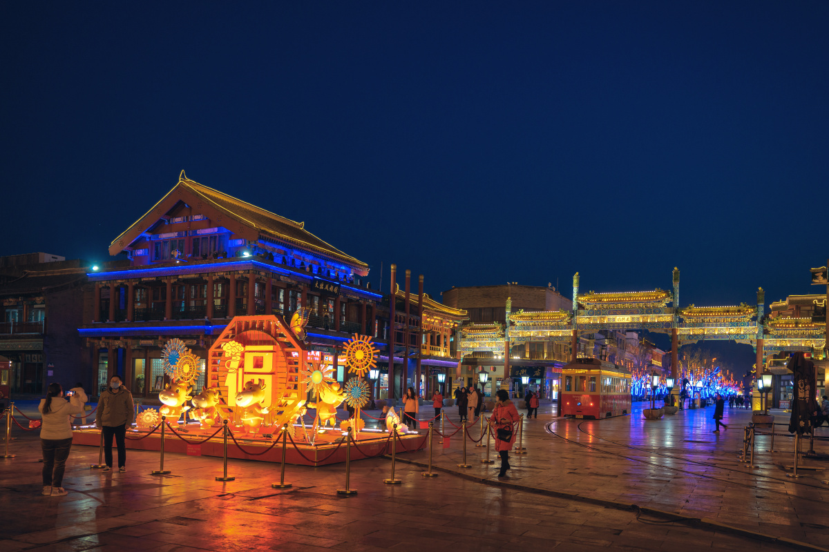 2021春节前门大街夜景
