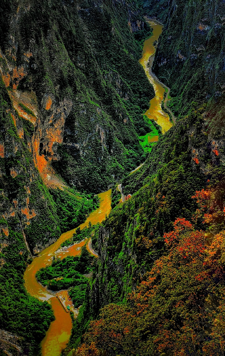 香格里拉巴拉格宗大峡谷.