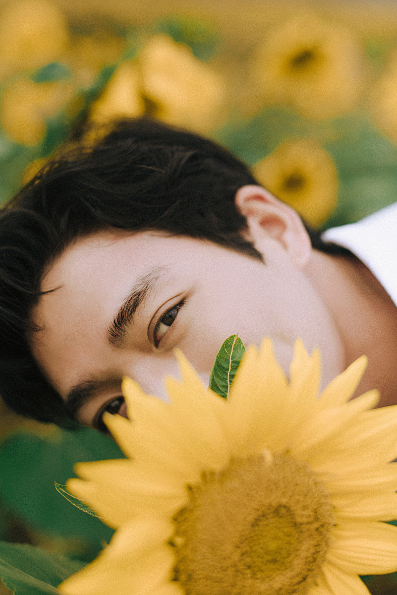 男生写真男孩与向日葵