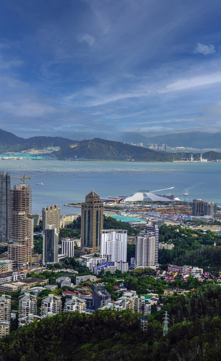 深圳城市建筑风光深圳湾南山区福田区蛇口湾地标建筑风光