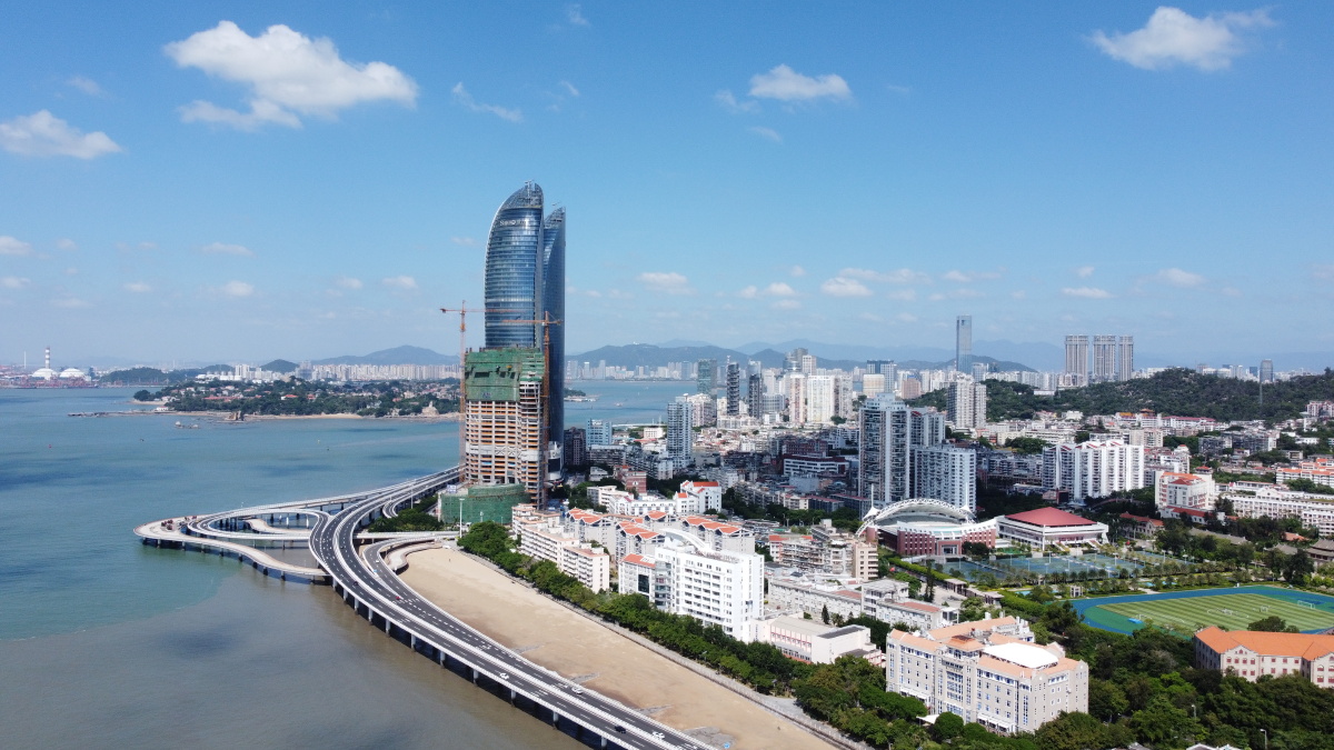 厦门大学白城沙滩胡里山炮台航拍