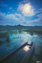 泸沽湖，草海的月夜