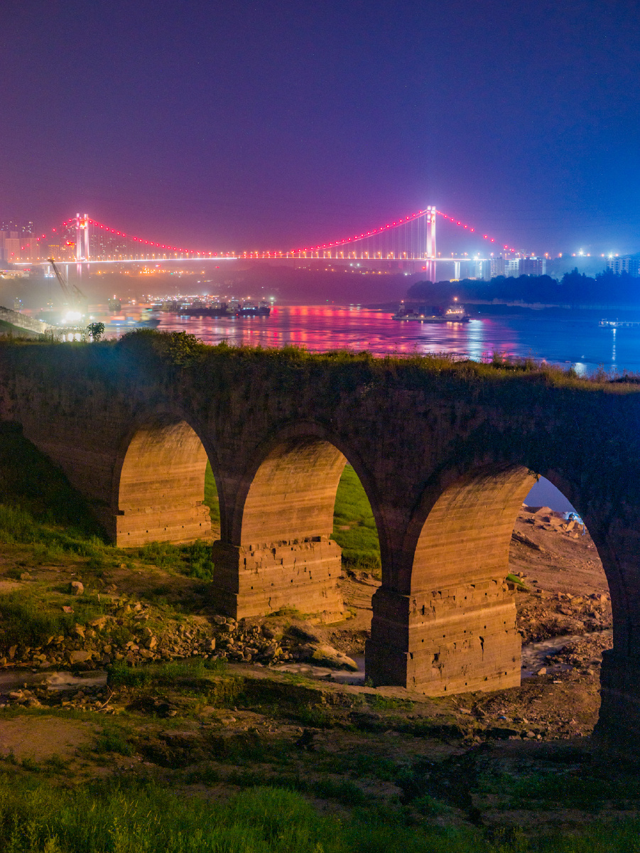 时间的河,岁月的桥.——重庆茅溪偃月桥,寸滩长江大桥