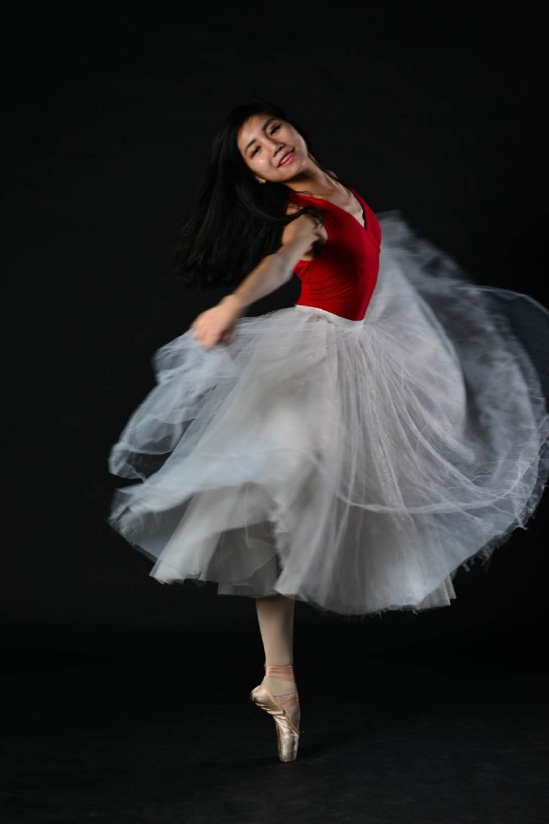 纯黑色背景拍摄芭蕾舞演员