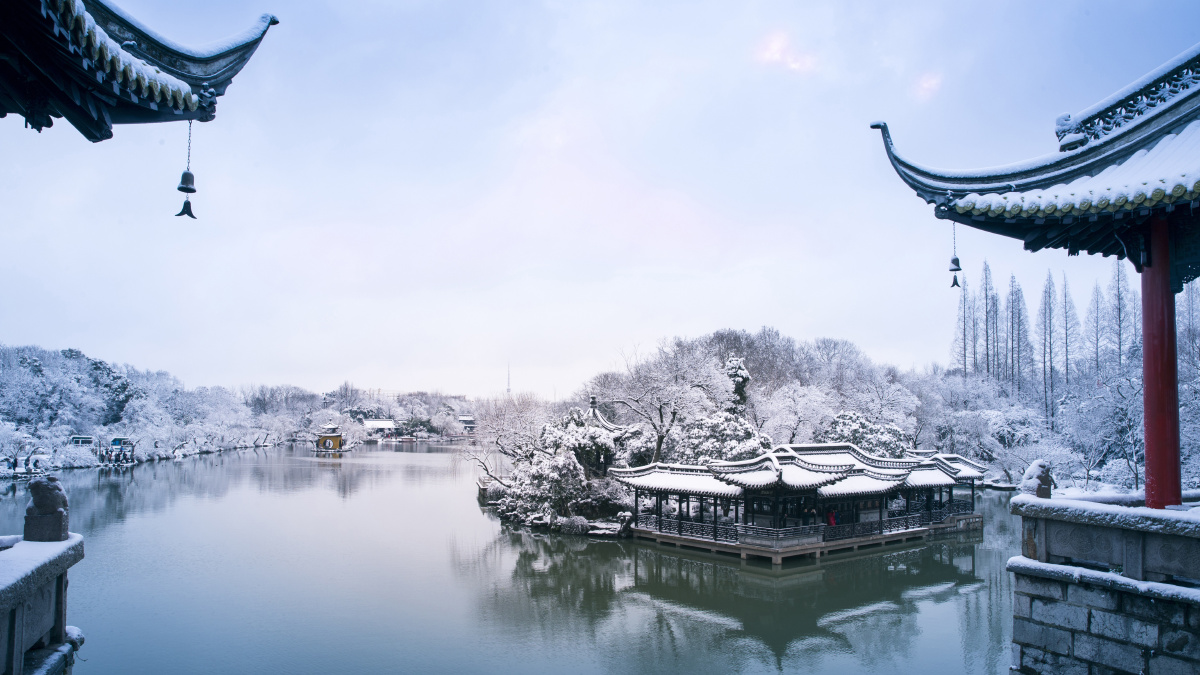 2019年春节在扬州旅行时所拍瘦西湖雪景