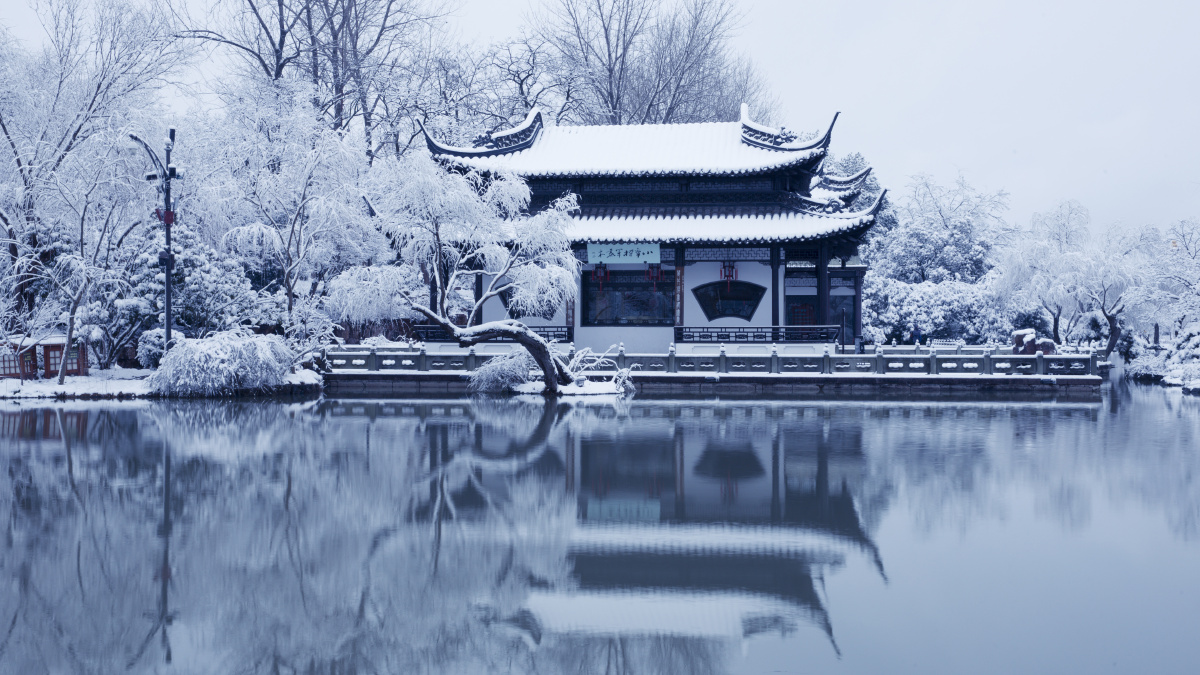 2019年春节在扬州旅行时所拍瘦西湖雪景