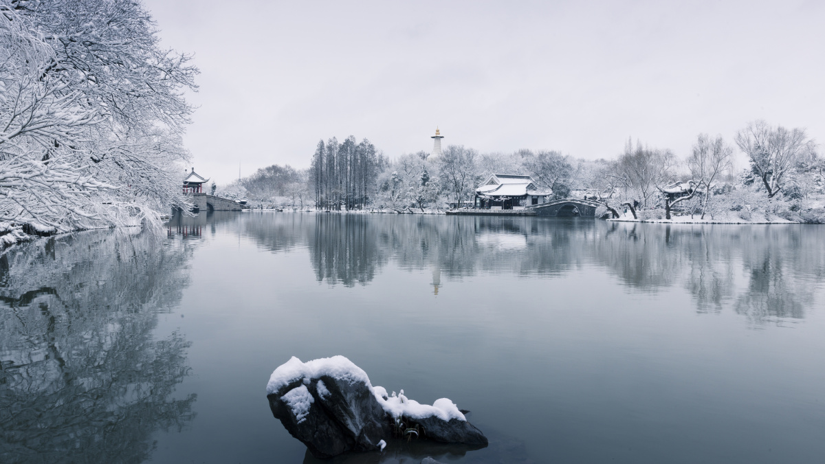 2019年春节在扬州旅行时所拍瘦西湖雪景