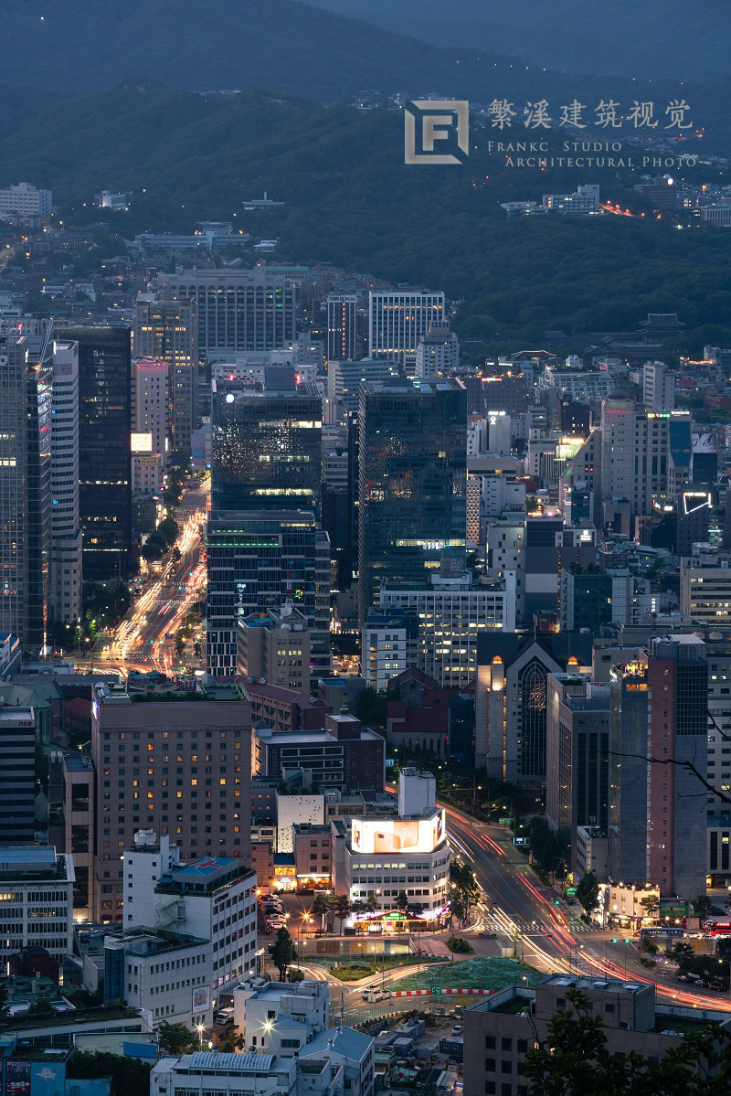 韩国首尔城市夜景建筑摄影