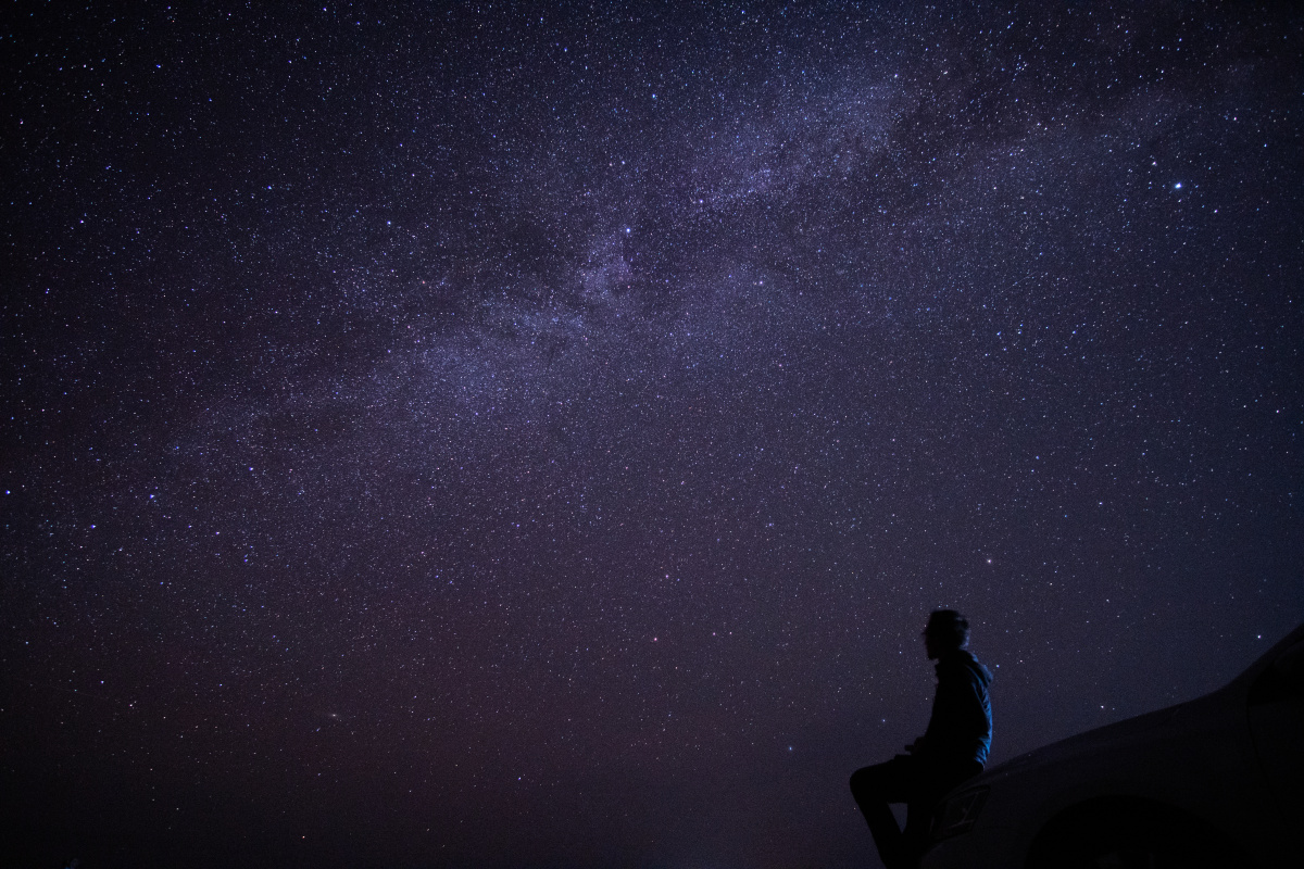 阿拉善的一个小镇上半夜12点的星空